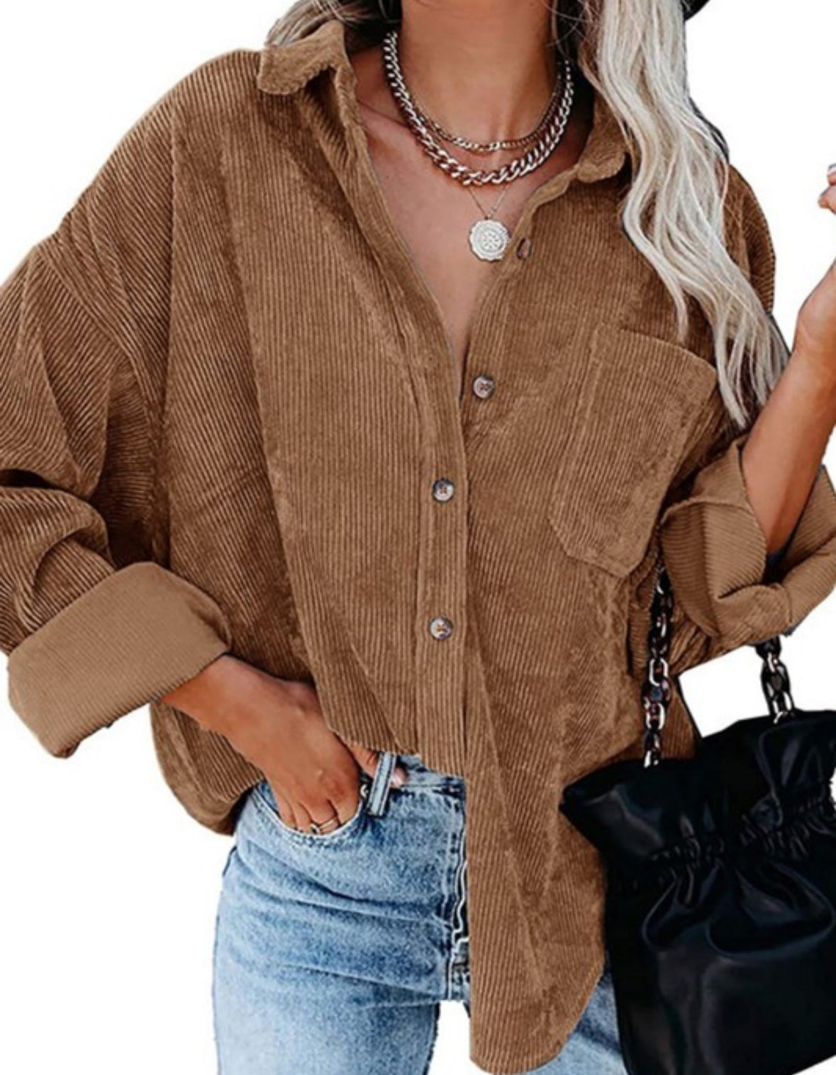 Corduroy Oversized Button up Shirt